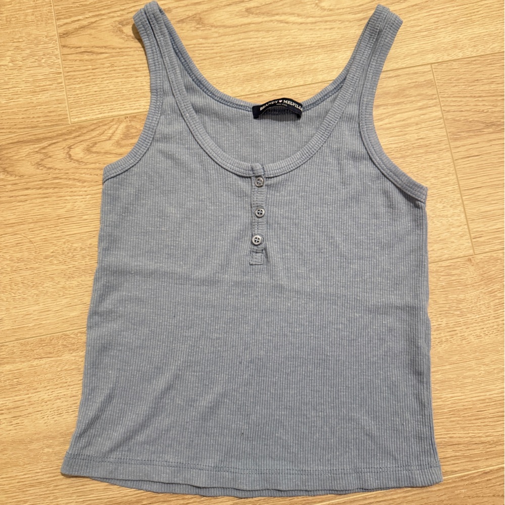 Brandy Melville Dusty Blue Buttoned Tank Top